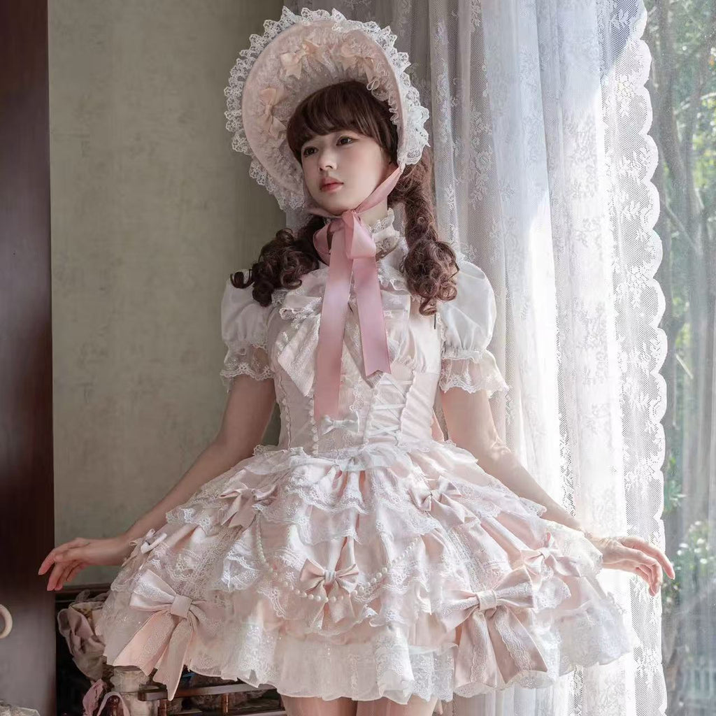 Design Concept:
Step into a world of sweet elegance with this Sweet Lolita pink JSK dress. Featuring a sleeveless design, layered ruffles, delicate bows, and intricate lace detailing, it radiates a charming and princess-like aesthetic. Enhanced with elegant and romantic touches, the flowing silhouette creates a graceful and dreamy look, perfect for tea parties, photoshoots, or themed gatherings. Comfortable yet visually enchanting, this dress brings a touch of fairy-tale magic to any Lolita wardrobe, making