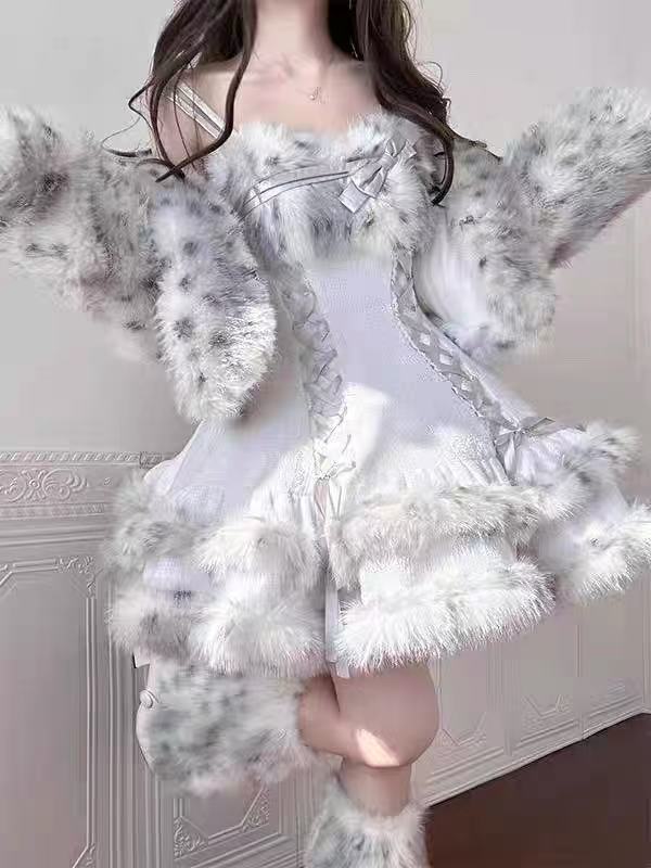[Pre]Sweet Lolita Silver Set JSK Warmers Christmas New Year Winter Outfit
