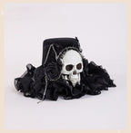 Design Concept:
This Gothic Lolita mini hat collection captures a mysterious yet elegant Halloween charm. Crafted in deep black with intricate lace trim, each design adds a touch of vintage sophistication to your look. The Rose Chain Mini Hat features delicate rose accents paired with draping chain details, while the Spider Web Mini Hat is adorned with lace patterns that echo the haunting allure of midnight webs. Both styles balance dark romance with theatrical flair, making them perfect for Gothic-inspired