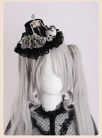 Design Concept:
This Gothic Lolita mini hat collection captures a mysterious yet elegant Halloween charm. Crafted in deep black with intricate lace trim, each design adds a touch of vintage sophistication to your look. The Rose Chain Mini Hat features delicate rose accents paired with draping chain details, while the Spider Web Mini Hat is adorned with lace patterns that echo the haunting allure of midnight webs. Both styles balance dark romance with theatrical flair, making them perfect for Gothic-inspired
