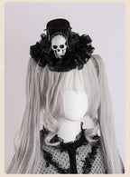 Design Concept:
This Gothic Lolita mini hat collection captures a mysterious yet elegant Halloween charm. Crafted in deep black with intricate lace trim, each design adds a touch of vintage sophistication to your look. The Rose Chain Mini Hat features delicate rose accents paired with draping chain details, while the Spider Web Mini Hat is adorned with lace patterns that echo the haunting allure of midnight webs. Both styles balance dark romance with theatrical flair, making them perfect for Gothic-inspired