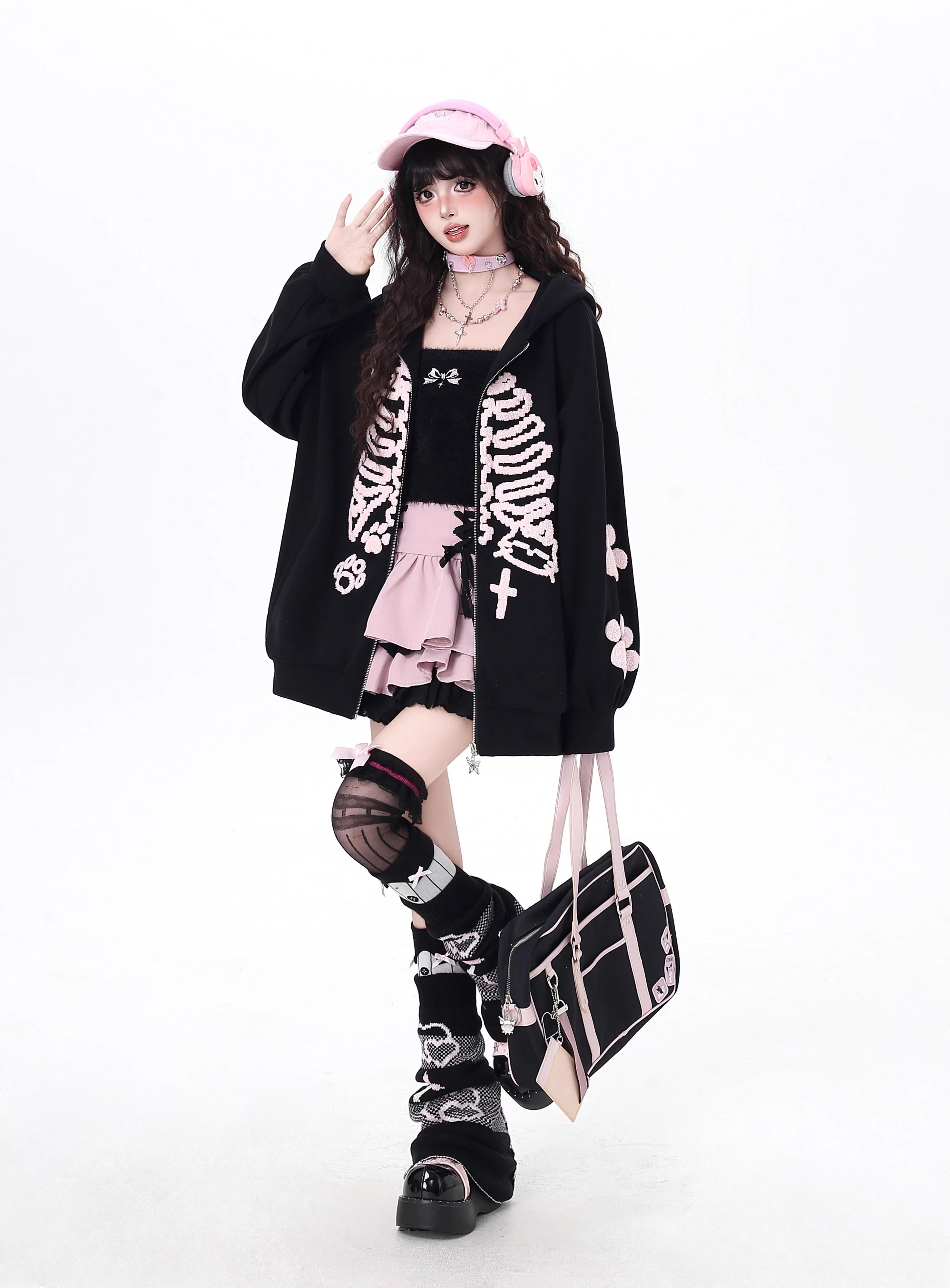 Design Concept:

This Sweet Lolita hoodie combines a soft streetwear aesthetic with refined embroidery detailing, making it both casual and elegant. Available in classic black and delicate pink, the design balances comfort and charm with its oversized silhouette. The intricate embroidery adds a touch of craftsmanship, while the loose fit ensures ease of movement for daily wear. Perfect for autumn outings, this hoodie captures a cozy yet fashionable vibe, making it an essential piece for casual wardrobes wit