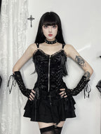 Punk Cross Puffy Skirt Goth Black Lolita Dresses