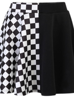 Punk Style Contrasting Color Black and White Checkerboard Skirt Splicing Clothing Skirt Lolita Dresses