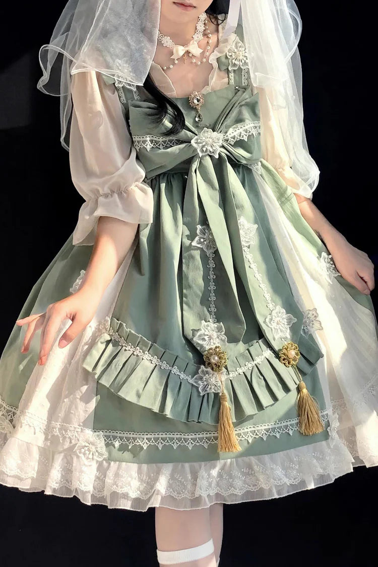 Design Concept:

This enchanting Qi Lolita JSK dress blends Chinese-inspired elements with a whimsical rainbow fairy aesthetic. Crafted from soft, high-quality fabric, the dress features a graceful silhouette, delicate ruffles, and subtle embroidered details that enhance its sweet and elegant charm. The full set includes a matching inner blouse and coordinating accessories, allowing for a complete outfit right out of the box. Available in three captivating colors—green, red, and black—this dress is perfect 