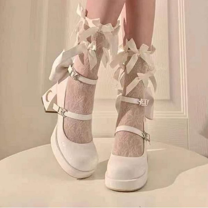 Round Head Sweet Punk High Heel Lolita Shoes Star