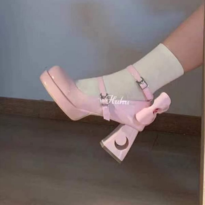 Round Head Sweet Punk High Heel Lolita Shoes Star