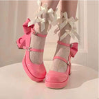 Round Head Sweet Punk High Heel Lolita Shoes Star