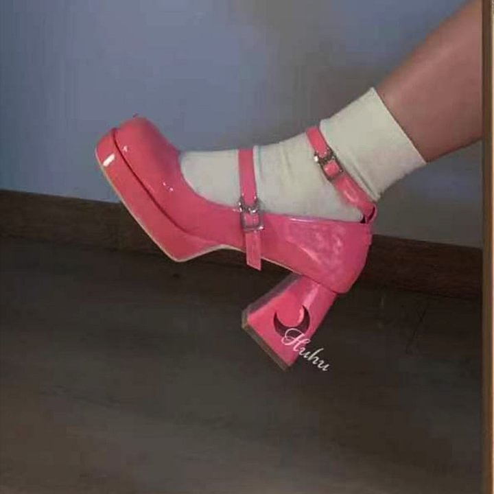 Round Head Sweet Punk High Heel Lolita Shoes Star