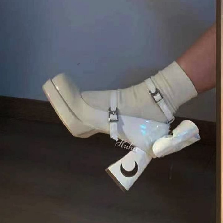 Round Head Sweet Punk High Heel Lolita Shoes Star