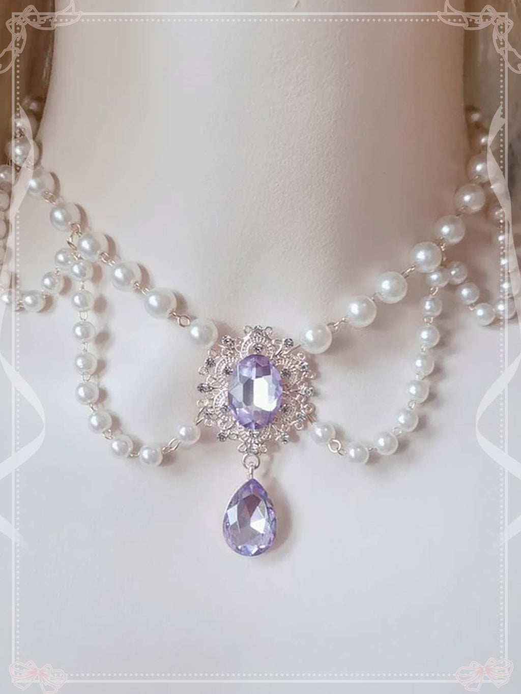 Star Multilayer Pearl Clavicle Chain Flower Wedding Tea Party Necklace Gemstone Necklace Lolita Accessories