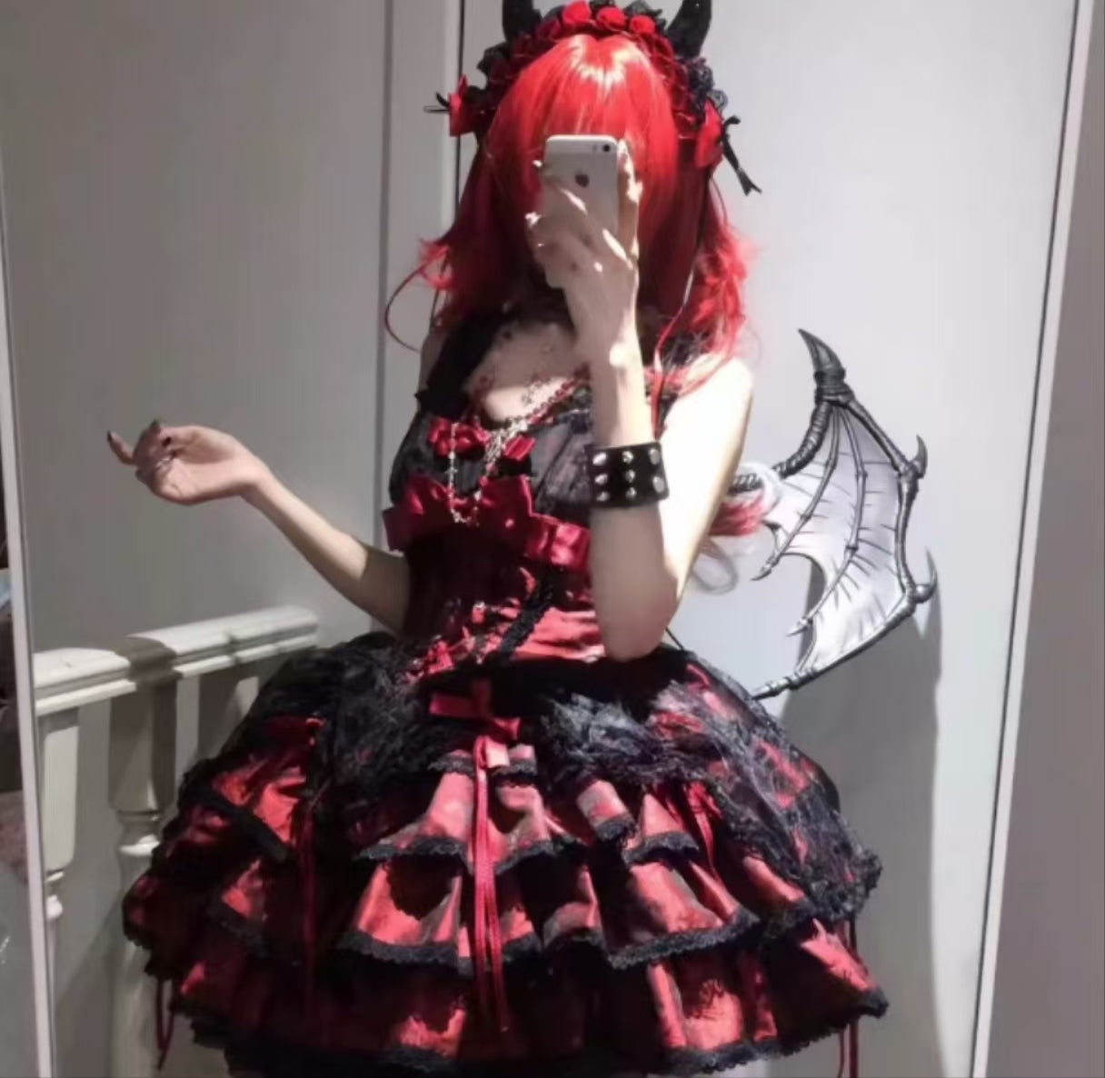 Sweet Lolita Pink Red Ballet Style Outfit Princess Dress Girl Bow Ball Gown Cake Dress