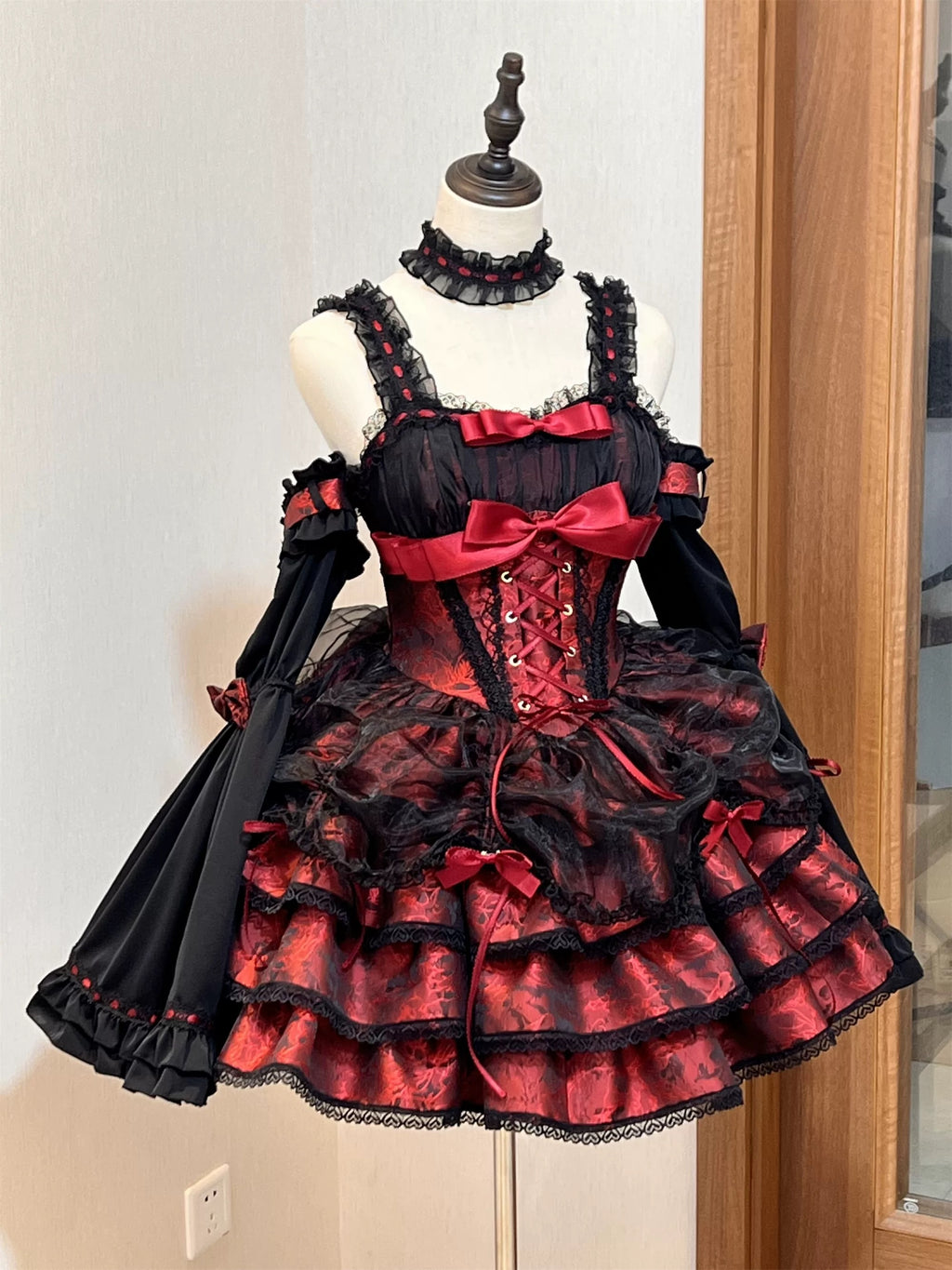 Sweet Lolita Pink Red Ballet Style Outfit Princess Dress Girl Bow Ball Gown Cake Dress