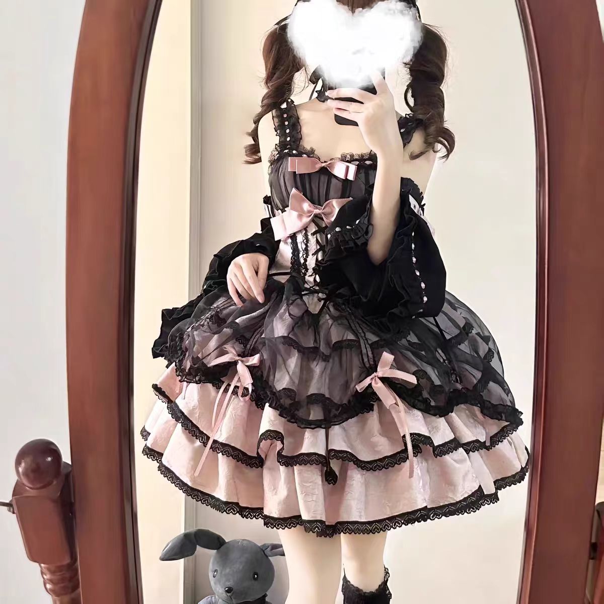 Sweet Lolita Pink Red Ballet Style Outfit Princess Dress Girl Bow Ball Gown Cake Dress