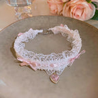 Sweet Bowknot Lace Choker Love Heart Necklace Lolita Accessories
