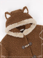Sweet Brown Plush Warm Coat Cute Bear Autumn&Winter Lolita Coat