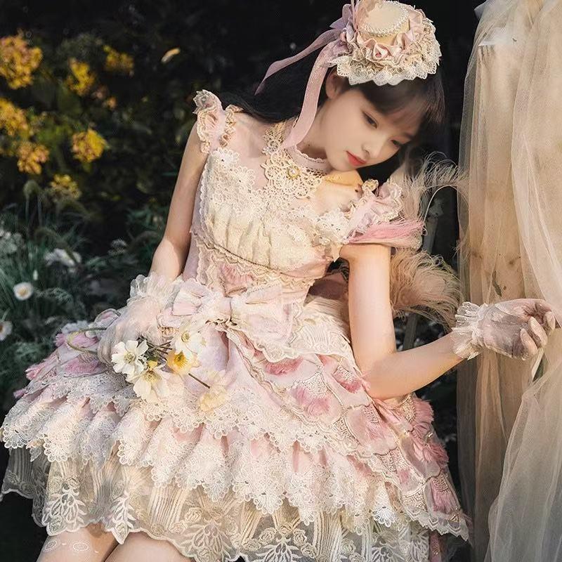 Hime Lolita Flower Marriage Dress Suspender Daily Trailing Birthday Party
