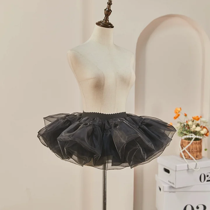 Lolita Petticoats Gothic White Black Glass Yarn Ruffles Crinoline mini Pannier 10inches