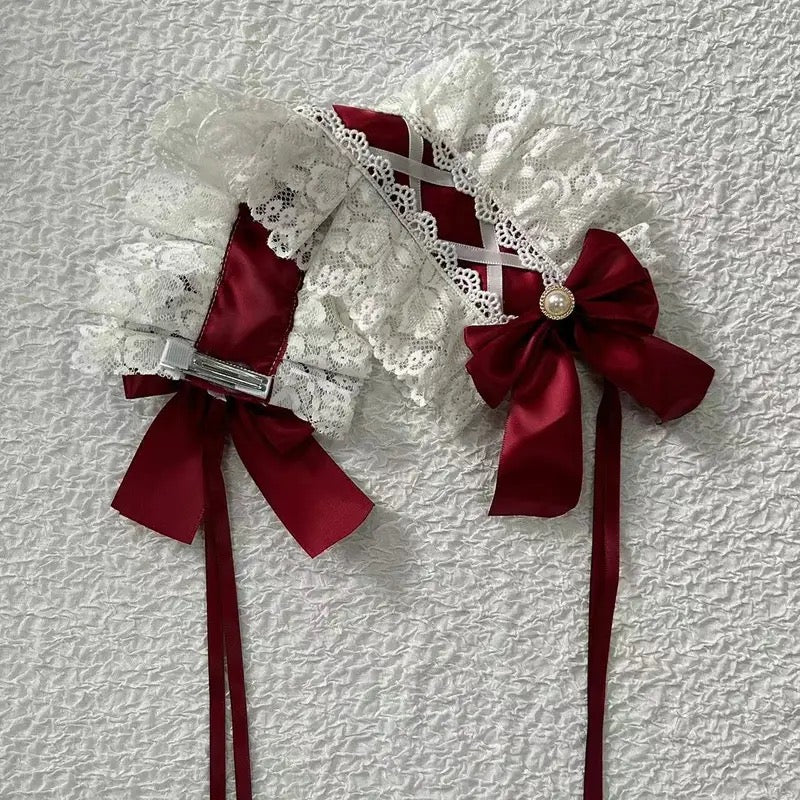 Lolita Accessories Headwear Sweet Hairband Ruffle Lace Pearl Bowknot Hair Accessories