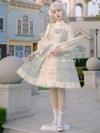 Sweet Lolita Tea Party Fashion Mint Green Country Style Long Sleeve Lolita Outfit