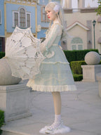 Sweet Lolita Tea Party Fashion Mint Green Country Style Long Sleeve Lolita Outfit