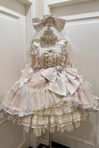 Design Concept:
Embrace luxurious sweetness with this Sweet Lolita apricot dress set. Featuring long flared sleeves, multi-layered ruffles, delicate bows, and intricate lace details, it exudes a gorgeous and refined Lolita charm. The flowing silhouette creates an elegant, princess-like effect, perfect for tea parties, photoshoots, or special occasions. Comfortable yet visually striking, this coordinated dress set brings a sophisticated and enchanting touch to any Lolita wardrobe, making it a versatile choic