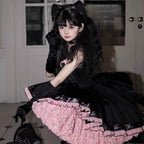 Design Concept:


This Sweet Lolita short princess dress in black and pink combines playful charm with elegant design. Crafted from high-quality fabric, it features a fitted bodice with delicate straps, a flared skirt, and includes a petticoat for extra volume. Perfect for student events, parties, tea ceremonies, or cosplay, this dress captures a youthful yet refined aesthetic, making it a standout choice for any special occasion. The set includes both the dress and the petticoat.