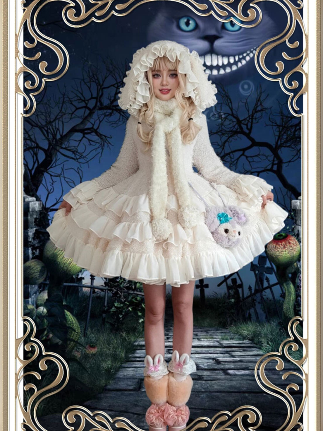 【Pre】Sweet Lolita Black White Princess Puffy Short Dress for Christmas and Daily Wear