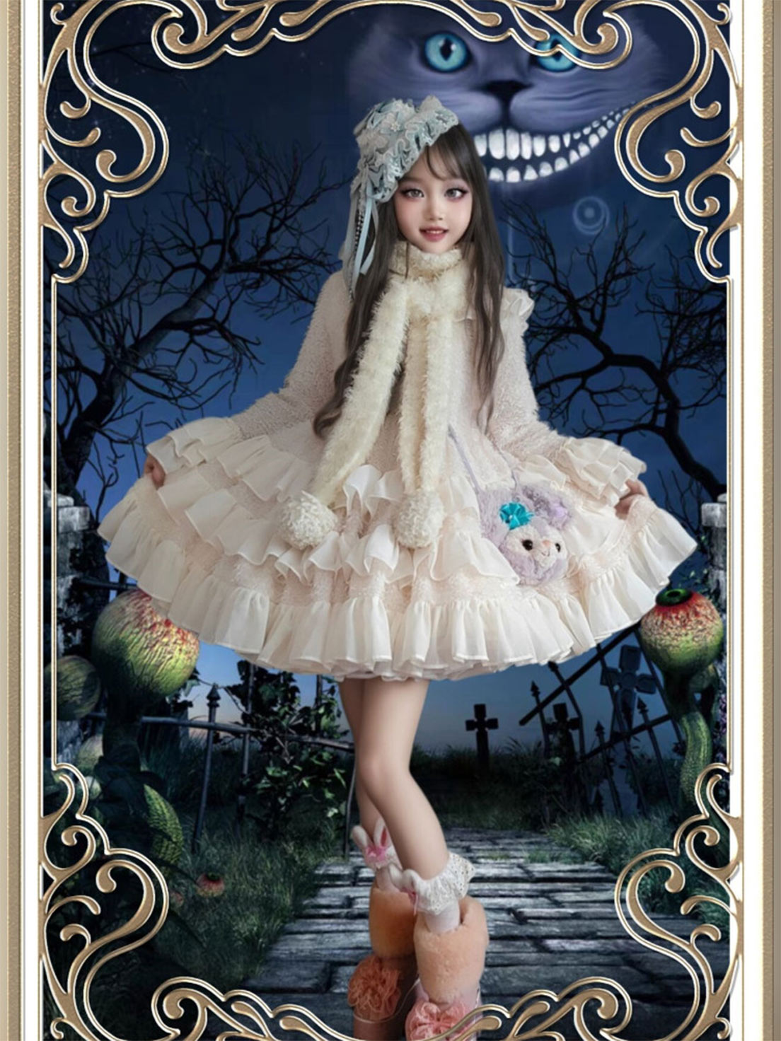 【Pre】Sweet Lolita Black White Princess Puffy Short Dress for Christmas and Daily Wear