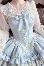 Sweet Lolita Blue Delicate Cascading Ruffles Lace Up JSK Dress