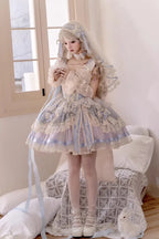 Design Concept:&nbsp;

This Sweet Lolita blue sleeveless princess dress features delicate ruffles, embroidery, lace, and bow details, creating a dreamy and elegant look. The corset-inspired design enhances the silhouette, adding both refinement and charm. The product includes one dress, perfect for achieving a sweet and graceful Lolita style.