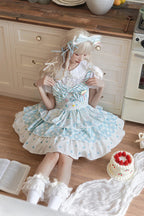 Design Concept:

This Sweet Lolita blue sleeveless JSK dress features a three-layer printed design with charming bow details, combining sweetness and elegance in a classic Lolita style. The layered silhouette adds volume and grace, making it a perfect choice for creating a dreamy and playful look. The product includes one JSK dress.