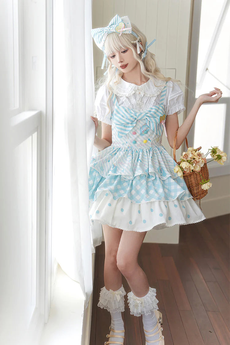 Design Concept:

This Sweet Lolita blue sleeveless JSK dress features a three-layer printed design with charming bow details, combining sweetness and elegance in a classic Lolita style. The layered silhouette adds volume and grace, making it a perfect choice for creating a dreamy and playful look. The product includes one JSK dress.