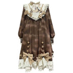 Design Concept:

This Sweet Lolita brown dress features charming bow and lace details with a waist-cinched design, blending elegance with a cute and sweet style that embodies classic Lolita charm. The warm brown tone adds a cozy and refined touch, making it a versatile choice for both daily wear and special occasions. Product Details: The product includes one dress with a matching belt, designed to enhance the silhouette while providing a polished and harmonious look that captures the essence of sweet Lolit