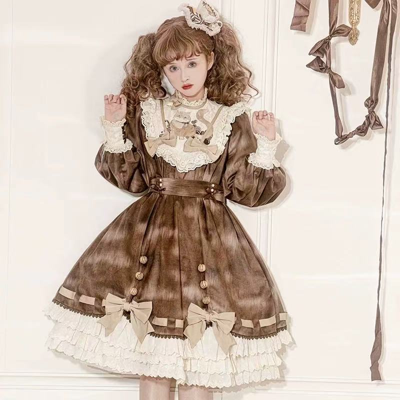 Design Concept:

This Sweet Lolita brown dress features charming bow and lace details with a waist-cinched design, blending elegance with a cute and sweet style that embodies classic Lolita charm. The warm brown tone adds a cozy and refined touch, making it a versatile choice for both daily wear and special occasions. Product Details: The product includes one dress with a matching belt, designed to enhance the silhouette while providing a polished and harmonious look that captures the essence of sweet Lolit