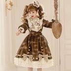 Design Concept:

This Sweet Lolita brown dress features charming bow and lace details with a waist-cinched design, blending elegance with a cute and sweet style that embodies classic Lolita charm. The warm brown tone adds a cozy and refined touch, making it a versatile choice for both daily wear and special occasions. Product Details: The product includes one dress with a matching belt, designed to enhance the silhouette while providing a polished and harmonious look that captures the essence of sweet Lolit