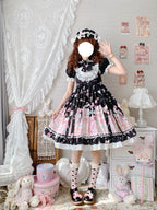 Sweet Lolita Cake Dress Black Cat Cake Print Lace Collar Lolita Dress Plus Size 4XL