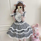 Sweet Lolita Cake Black Ruffled Collar Heart Detail Lolita Dress 