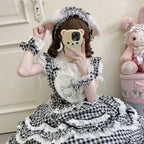 Sweet Lolita Cake Black Ruffled Collar Heart Detail Lolita Dress 
