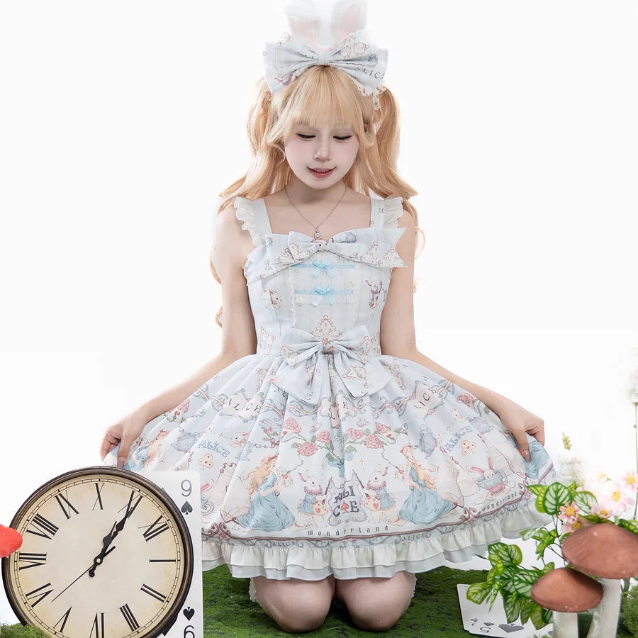 Sweet Lolita Cake Dress Blue Theme Ruffle Trim Lolita Dress Jumper Skirt
