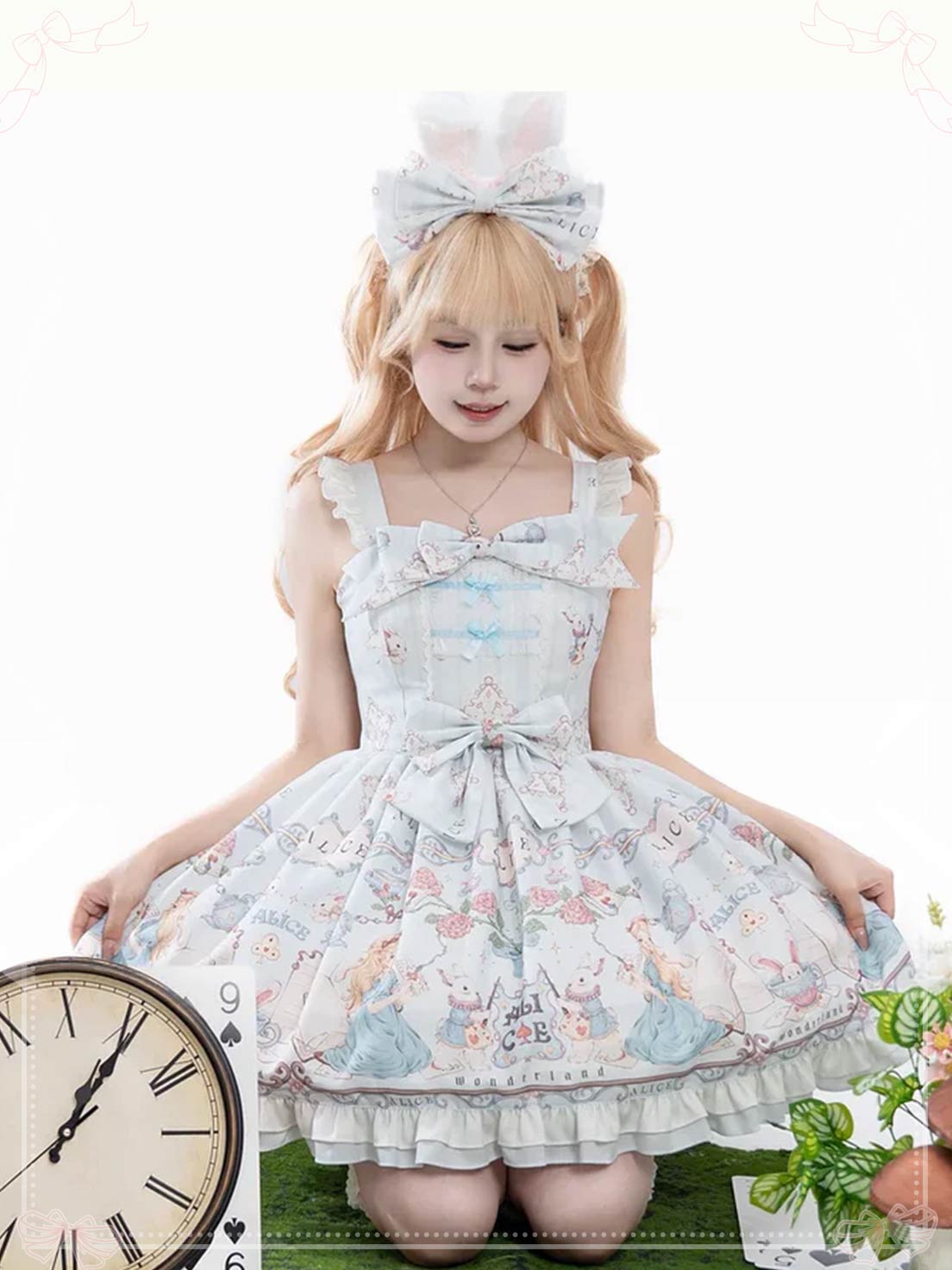 Sweet Lolita Cake Dress Blue Theme Ruffle Trim Lolita Dress Jumper Skirt