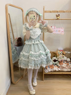 Sweet Lolita Cake Green Ruffled Collar Heart Detail Lolita Dress 