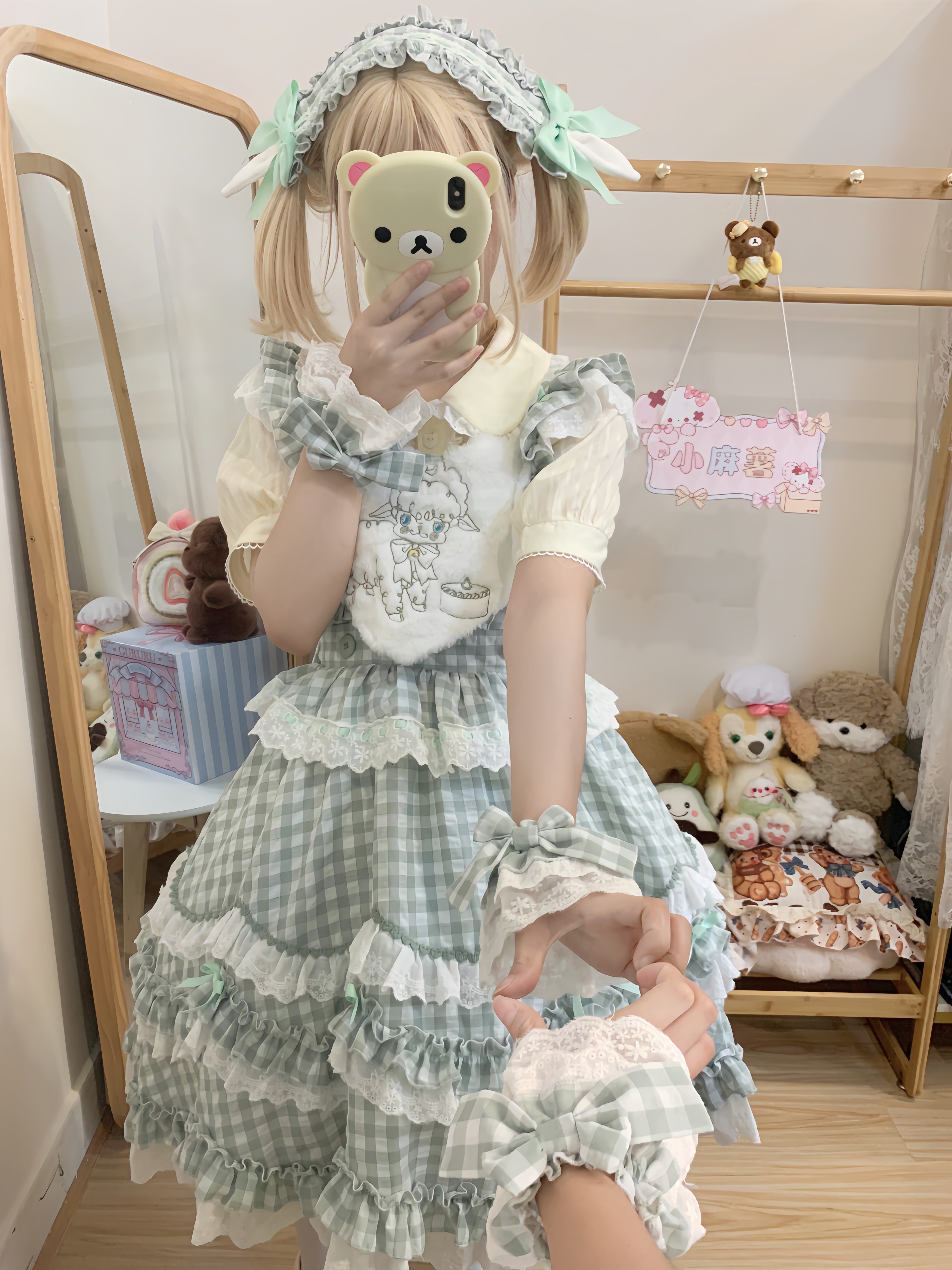 Sweet Lolita Cake Green Ruffled Collar Heart Detail Lolita Dress 