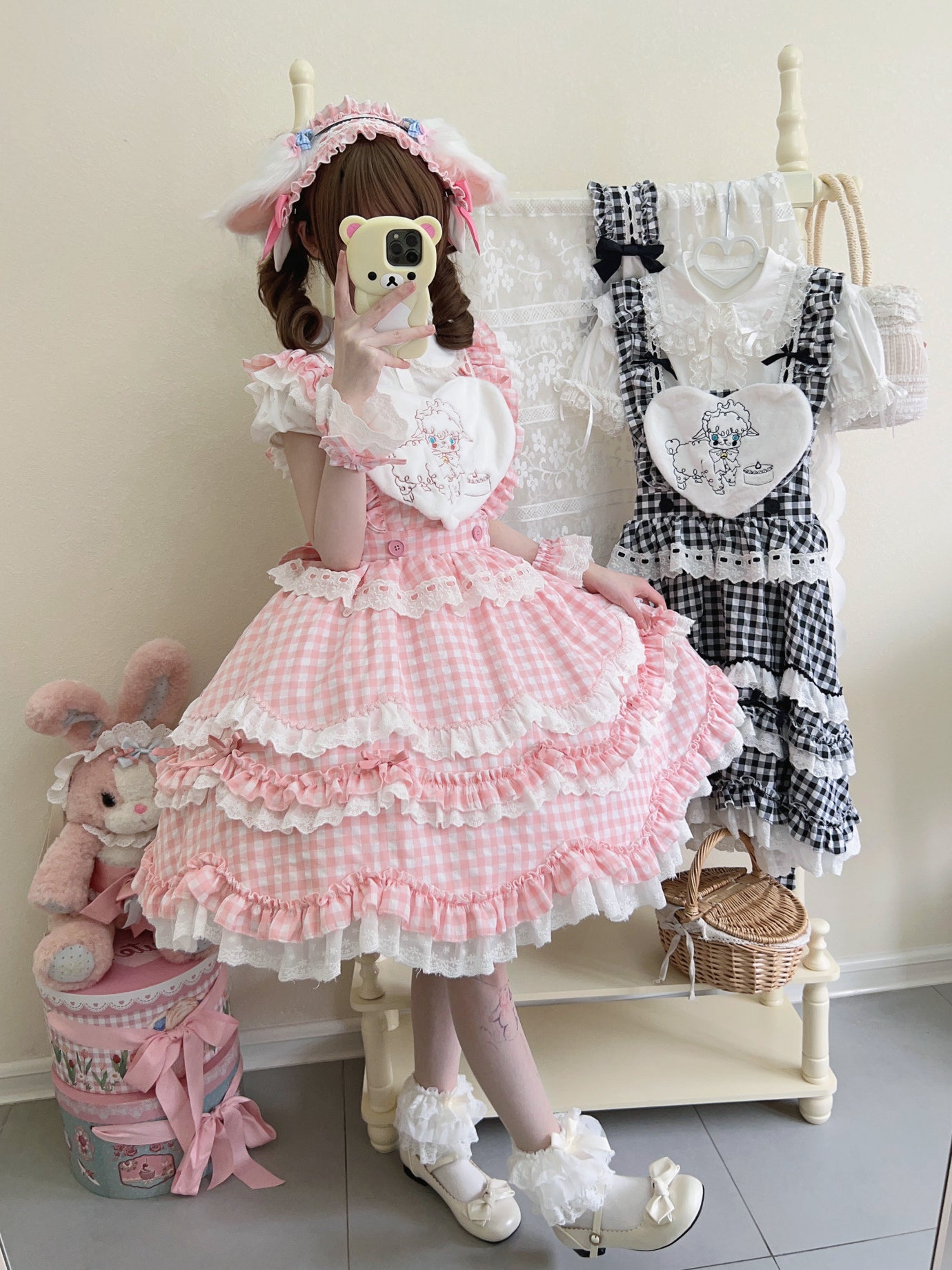 Sweet Lolita Cake Pink Ruffled Collar Heart Detail Lolita Dress 