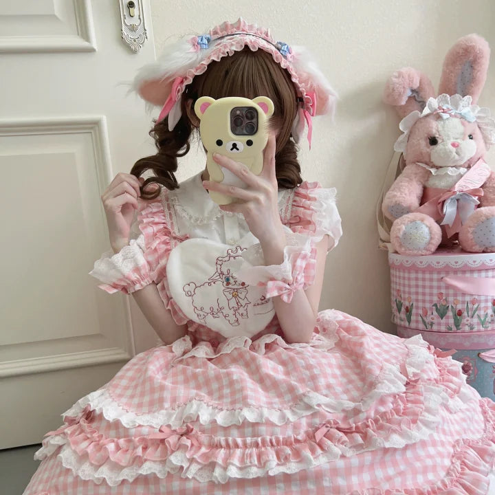 Sweet Lolita Cake Pink Ruffled Collar Heart Detail Lolita Dress 