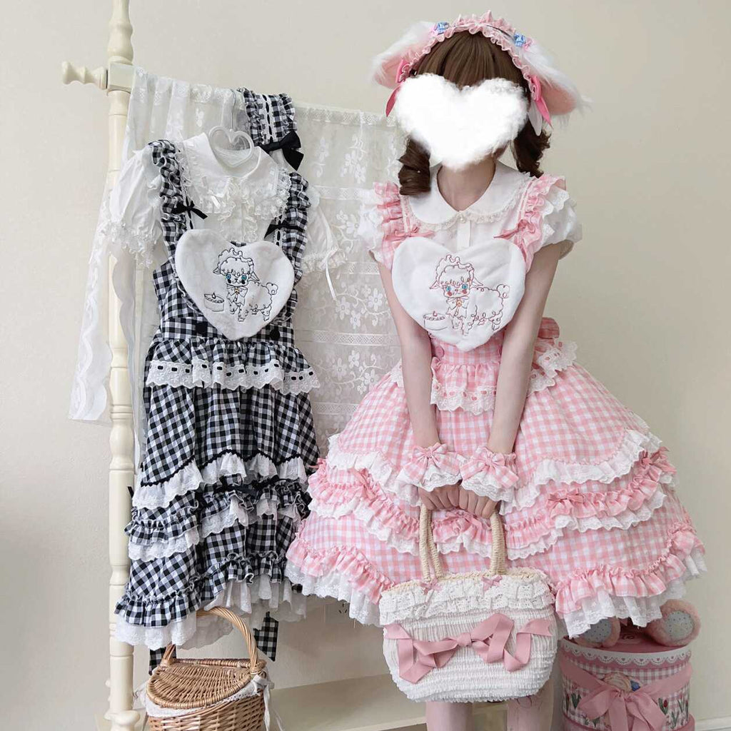 Sweet Lolita Cake Pink Ruffled Collar Heart Detail Lolita Dress 