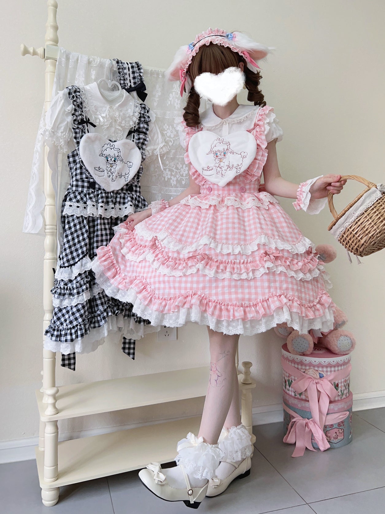 Sweet Lolita Cake Pink Ruffled Collar Heart Detail Lolita Dress 