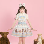 Sweet Lolita Cake Dress Tea Party Fashion Light Blue Pastry Pattern Bow Accented Lolita Dress