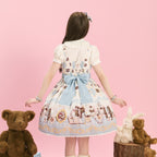 Sweet Lolita Cake Dress Tea Party Fashion Light Blue Pastry Pattern Bow Accented Lolita Dress