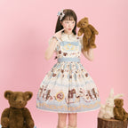 Sweet Lolita Cake Dress Tea Party Fashion Light Blue Pastry Pattern Bow Accented Lolita Dress